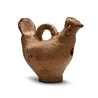 Western Asiatic Terracotta Bird Vessel with Glass Eyes
