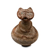 Western Asiatic Terracotta Vessel with Lion-Head with Glass Eyes