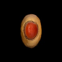Western Asiatic Inscribed Carnelian Gemstone in Gold Ring