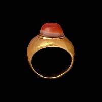 Western Asiatic Inscribed Carnelian Gemstone in Gold Ring
