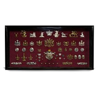 Wall Cabinet Containing an Assembly of Livery and Military Badges