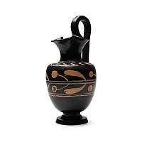 Greek Apulian Blackware Oinochoe with Laurel Leaves