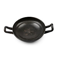 Greek Black-Glazed Kylix with Floral Design