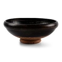 Greek Black-Glazed Bowl with Inverted Rim