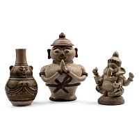South East Asian Glazed Pottery Figural Group