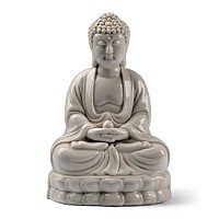 White Glazed Meditating Buddha
