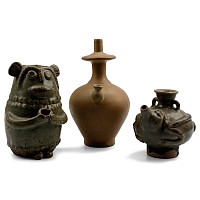 South East Asian Glazed Pottery Ritual Vessel Group