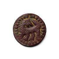 Anglo-Saxon Bronze Disc Brooch with Beast Facing Back