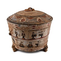 Chinese Han Style Terracotta Painted Lidded Vessel
