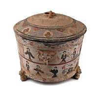 Chinese Han Style Terracotta Painted Lidded Vessel