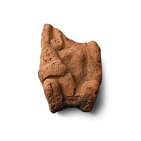 Egyptian Terracotta Fragment of Man Holding Elongated Phallus