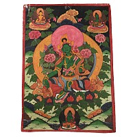 Vintage Tibetan Buddhist Hand-Painted Thangka