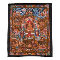 Vintage Tibetan Buddhist Hand-Painted Illuminated Thangka