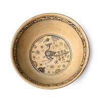 South East Asian Painted Blue and White Bowl with Birds