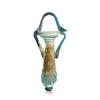 Roman Pale-Blue Glass Handled Unguentarium with Trail