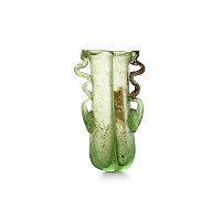 Roman Green Glass Handled Double Unguentarium