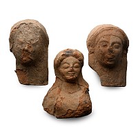 Greek Terracotta Female Protome Group