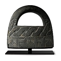 Large Bactrian Black Chlorite 'Hand Bag' Ceremonial Weight