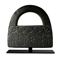 Large Bactrian Black Chlorite 'Hand Bag' Ceremonial Weight