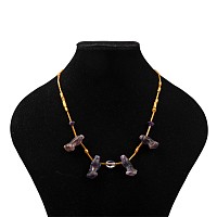 Egyptian Style Amethyst Falcon Bead Necklace
