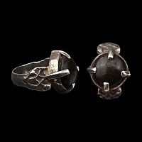 Large Medieval Silver Ring with Agate Cabochon