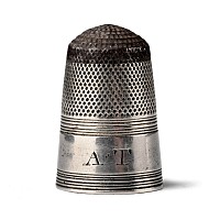 Post Medieval Silver Thimble with Initials AT