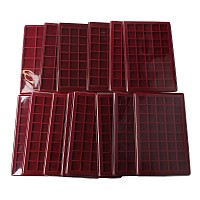 Group of Fourteen Red Velour Coin Trays.