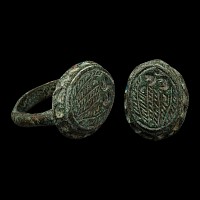 Byzantine Bronze Ring with Saints