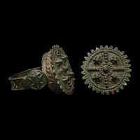 Stuart Period Bronze Ring with Cross and Bosses