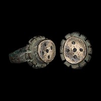Stuart Period Bronze Ring with Pellet Cross Inlay