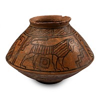 Indus Valley Mehrgarh Terracotta Geometric Vase with Animals