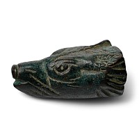 Roman Bronze Wolf's Head Terminal