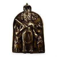 Sacred Brass Plaque with Shiva and Attendants
