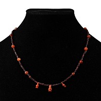 Egyptian Hardstone Bead Necklace with Jasper Poppy Amulets