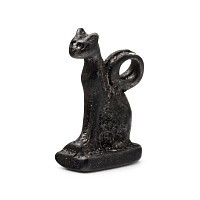 Egyptian Silver Bastet as Seated Cat Amulet