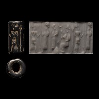 Western Asiatic Haematite Cylinder Seal with Worship Scene