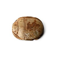 Large Egyptian Steatite Scarab with Bes and Cartouches of Thutmose III