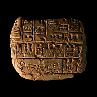 Sumerian Pictographic Tablet Fragment Listing Sheep and Goats