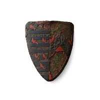 Large Medieval Knight's Enamelled Bronze Heraldic Plaque with the Arm of the Valance Family, Earls of Pembroke and those of the Barons of Cobham in Kent