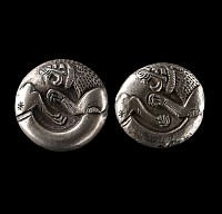 Neo-Elamite Silver Repousse Finial Pair