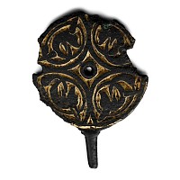 Anglo-Saxon Gilt Bronze Pin Head with Animals