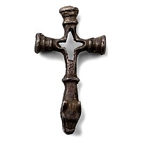 Viking Age Silver Cross Pendant with Head of a Beast