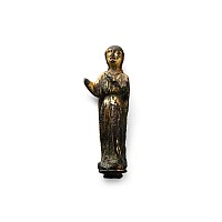 Medieval Gilt Bronze Figure of a Priest or Saint