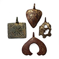 Medieval Knight's Bronze Heraldic Horse Harness Pendant Group