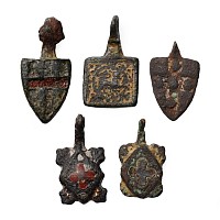 Medieval Knight's Bronze Heraldic Horse Harness Pendant Group