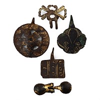 Medieval Knight's Bronze Heraldic Horse Harness Pendant Group