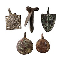 Medieval Knight's Bronze Heraldic Horse Harness Pendant Group