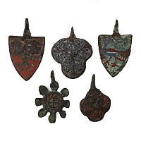 Medieval Knight's Bronze Heraldic Horse Harness Pendant Group