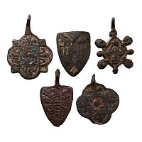 Medieval Knight's Bronze Heraldic Horse Harness Pendant Group