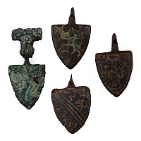 Medieval Knight's Bronze Heraldic Horse Harness Pendant Group